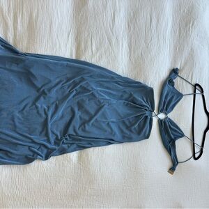 Elegant Blue Halter Dress